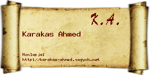 Karakas Ahmed névjegykártya